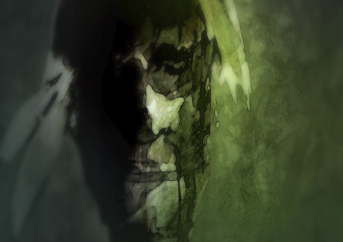 Cartoon: Headshot (medium) by mistyfields tagged male,mystery,cover,art,illustration,aachen,face,green,spooky