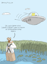 Cartoon: Not another UFO (small) by creative jones tagged ufo,scary,alien,hostile,space,environment,fishing,swamp