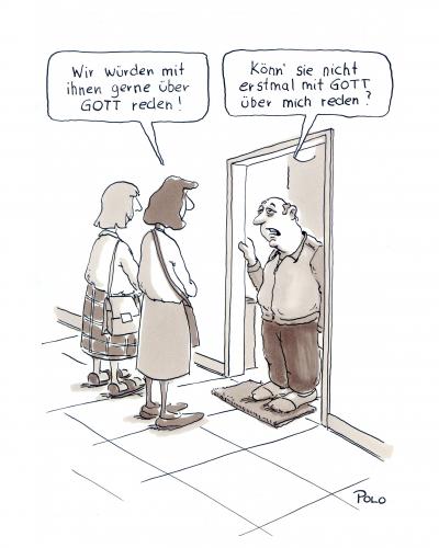 Cartoon: Reden über Gott (medium) by POLO tagged zeugen,jehovas,reden,gott,haustürbesuch,god,religion,zeugen jehovas,gott,glaube,religion,reden,hausbesuch,besuch,missionar,zeugen,jehovas