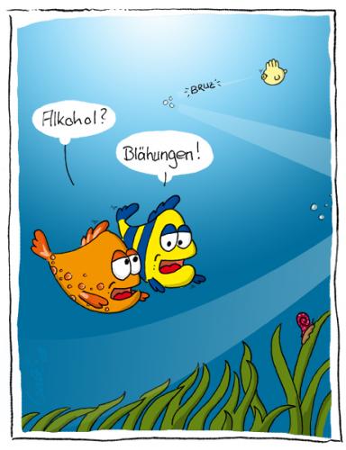 Cartoon: Blähungen - Flatulence (medium) by gallion tagged animals,fish,toon,cartoon,gallion,handschuh,fisch,glove,wasser,meer