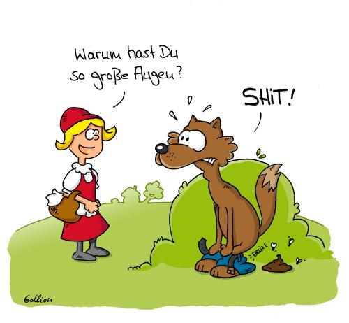 Cartoon: Rotkäppchen (medium) by gallion tagged rotkäppchen,märchen,cartoon,animal,shit,wolf,gallion