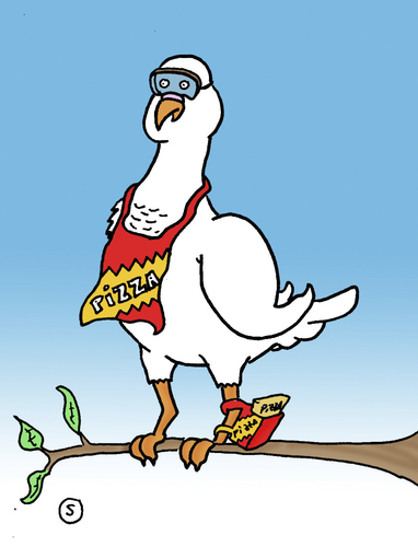 Cartoon: Pizza Bird (medium) by Musluk tagged pizzapitch