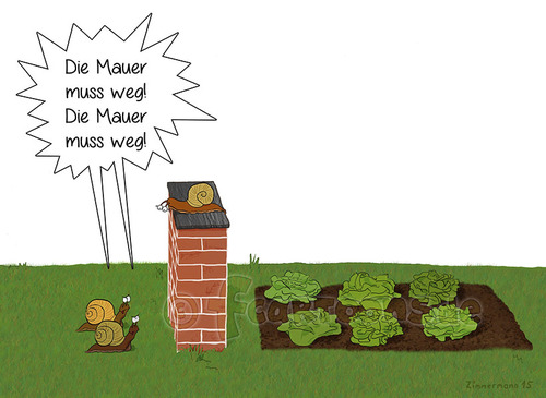 Cartoon: die Mauer (medium) by Frank Zimmermann tagged carton,germany,snail,wall,brd,ddr,deutschland,fcartoons,lustig,mauer,salat,schnecke,spaß,vegan,veganer,wiedervereinigung