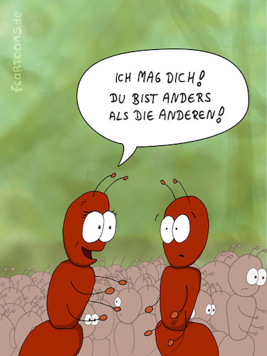 Cartoon: ich mag dich (medium) by Frank Zimmermann tagged ameise,beziehung,libe,dich,mag,ich,love,liebe,partner,insekt,anders,baff
