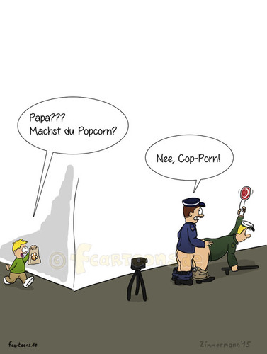 Cartoon: Popcorn (medium) by Frank Zimmermann tagged popcorn,policeman,police,father,dad,cop,polizist,polizei,papa,lusitg,junge,gag,cartoon,bild,son,schwul,vater