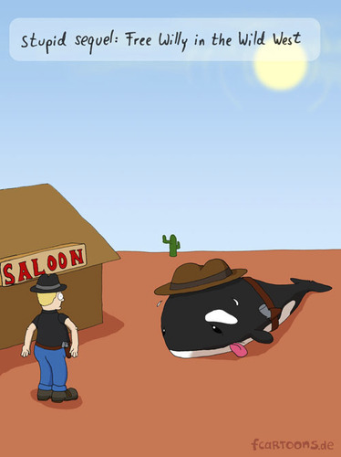 Cartoon: stupid sequel (medium) by Frank Zimmermann tagged stupid,sequel,free,willy,wild,west,gun,sun