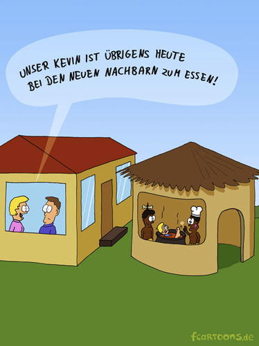 Cartoon: zu Essen (medium) by Frank Zimmermann tagged zu,essen,gast,nachbarn,junge,topf,kannibalen,hütte,fcartoons