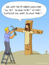 Cartoon: DO YOUR THING! (small) by Frank Zimmermann tagged cartoon cross do your thing handy hammer jesus mach dein ding nagel nageln ladder man nail worker