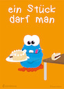 Cartoon: Ein Stück Torte (small) by Frank Zimmermann tagged blau,blue,cake,cartoon,chocolade,illustration,monster,plate,table,fcartoons,kuchen,lecker,marzipan,schokolade,teller,torte,wuppi