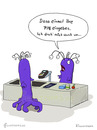 Cartoon: PIN Code (small) by Frank Zimmermann tagged pin,code,kasse,bezahlen,geld,kassierer,alien,purple,lila,supermarkt,einkaufen,shopping,cartoon,lustig