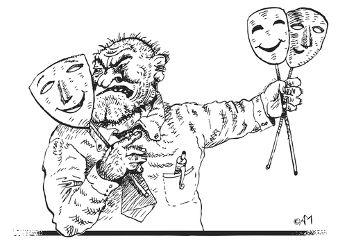 Cartoon: hypocrisy (medium) by amorroz tagged game,person,deception,image,business,sin,psychology,mask,hypocrisy