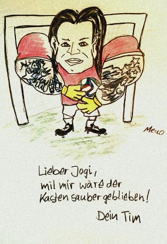 Cartoon: Tim will zur WM (medium) by mecco tagged tim,wiese,goalkeeper,torwart,funny,lustig,wm2014,worldcup2014,fifa,germany,jogi,löw