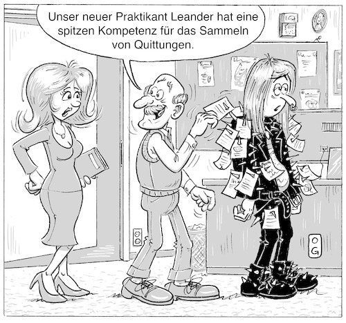 Cartoon: Büropraktikant (medium) by Oliver Gerke tagged heavy,metal,büro,praktikant,praktikum