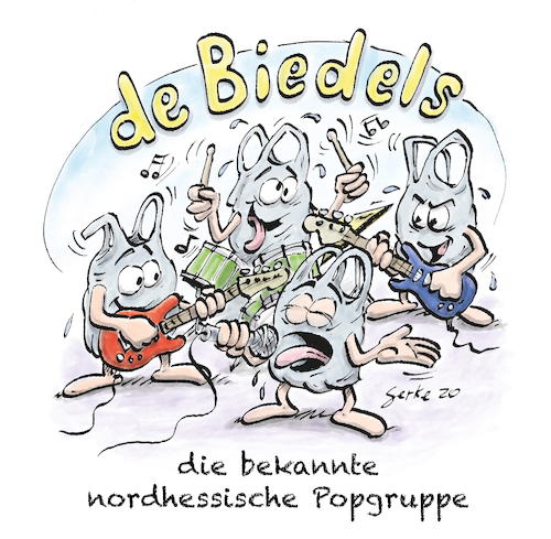 Cartoon: de Biedels (medium) by Oliver Gerke tagged beatles,dialekt,nordhessisch,kassel