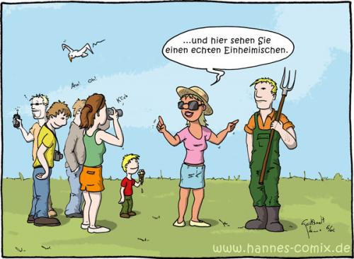 Cartoon: Einheimischer (medium) by Hannes tagged stadt,land,bauer,städter,touristen,einheimischer,fremd