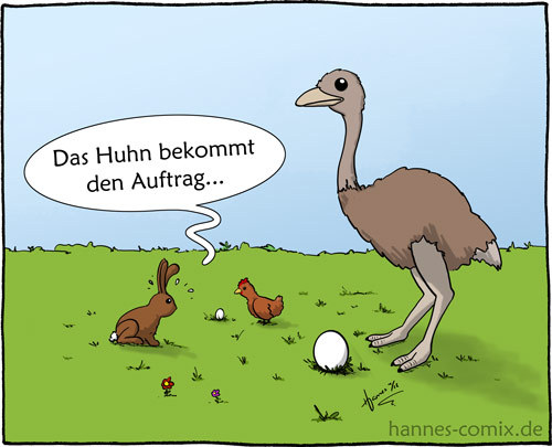 Cartoon: Lieferauftrag (medium) by Hannes tagged ostern,osterei,osterhase,huhn,strauss,ei