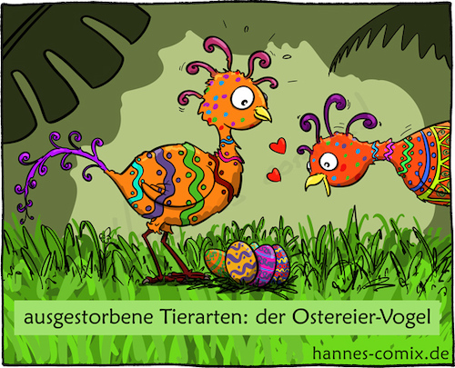 Cartoon: Ostereier-Vogel (medium) by Hannes tagged ostern,osterei,vogel,ausgestorben,tierwelt,easter,easteregg,bird,extinct