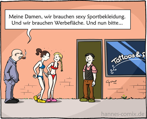 Cartoon: Sportler-Werbung (medium) by Hannes tagged sexy,tatoo,olympia,em,wm,werbung,spiele,sport