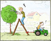 Cartoon: Gartenarbeit (small) by Hannes tagged gartenarbeit,garten,trekker,traktor,kind,tretauto,baum,heckenschere,baumpflege,sommer