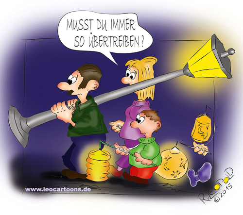 Cartoon: Martinstag (medium) by Leopold tagged martinstag,martinday,familie,familiy,mutter,mother,vater,vather,laternen,lamp,sonne,sun,mond,moon,sterne,stars,blau,blue,dunkel,dark