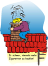 Cartoon: Raucher (small) by Leopold tagged haus,dach,raucher,entwöhnung,zigaretten,kamin,rauch,schornstein,mann
