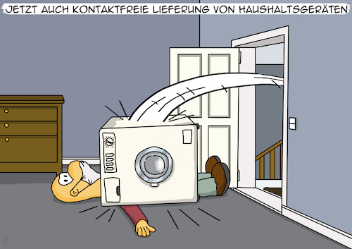 Cartoon: kontaktfreie Lieferung (medium) by pierre-cda tagged coronavirus,corona,virus,covid19,covid,19,epidemie,pandemie,seuche,lieferservice,kontaktfrei,hygiene