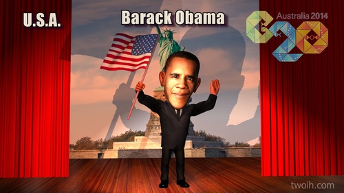 Cartoon: Barack Obama (medium) by TwoEyeHead tagged g20,usa,america,barack,obama,brisbane,australia,2014