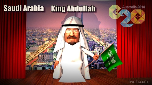Cartoon: King Abdullah (medium) by TwoEyeHead tagged saudi,royal,family,king,abdullah,arabia,g20,brisbane