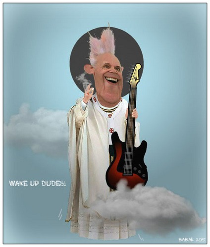 Cartoon: Wake Up! (medium) by Babak Massoumi tagged album,rock,francis,pope