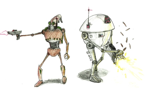 Cartoon: droids (medium) by uharc123 tagged droid,star,wars,drawing