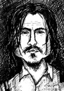 Cartoon: depp black and white (small) by sylvia tagged johnny depp caricature