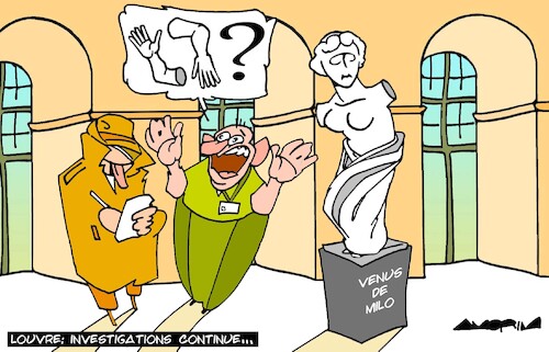 Cartoon: A Night at the Museum (medium) by Amorim tagged louvremuseum,venusdemilo,crownjewels,louvremuseum,venusdemilo,crownjewels