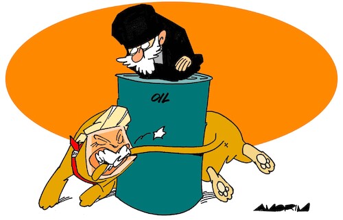 Cartoon: Almost there (medium) by Amorim tagged iran,trump,oil,iran,trump,oil