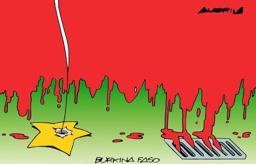 Cartoon: Burkina Faso (medium) by Amorim tagged burkina,faso,civil,war,civilians,massacred,burkina,faso,civil,war,civilians,massacred