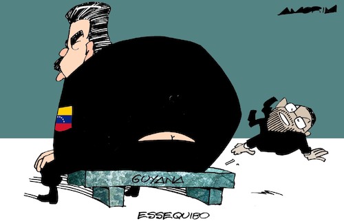 Cartoon: Essequibo (medium) by Amorim tagged nicolas,maduro,venezuela,guyana,nicolas,maduro,venezuela,guyana