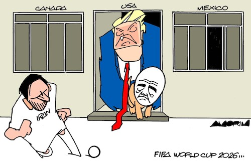 Cartoon: FIFA World Cup (medium) by Amorim tagged trump,iran,fifa,gianniinfantino,trump,iran,fifa,gianniinfantino