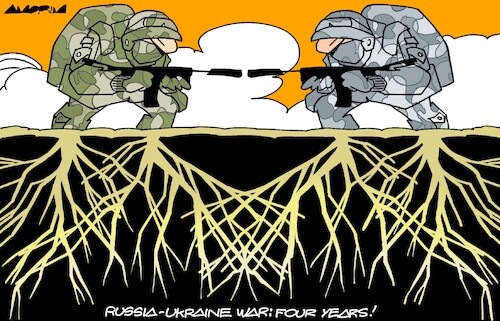 Cartoon: Four years (medium) by Amorim tagged ukraine,russia,war,ukraine,russia,war