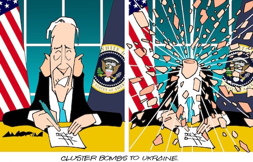 Cartoon: Fragmentatiom (medium) by Amorim tagged biden,ukraine,bombs,biden,ukraine,bombs