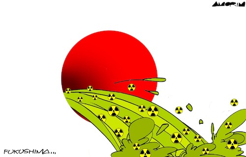 Cartoon: Fukushima releasing wastewater (medium) by Amorim tagged japan,fukushima,radioactivity,japan,fukushima,radioactivity