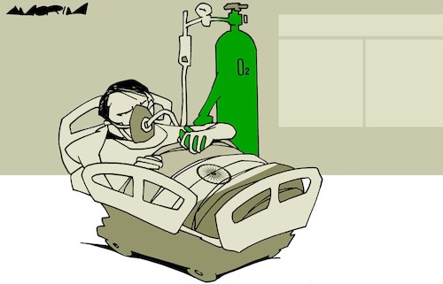 Cartoon: India (medium) by Amorim tagged pandemic,india,oxygen,cylinder