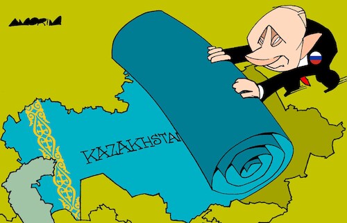 Cartoon: Kazakhstan (medium) by Amorim tagged kazakhstan,putin,russia,kazakhstan,putin,russia