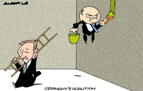 Cartoon: Ladders (medium) by Amorim tagged germany,coalition,olaf,scholz,christian,lindner,germany,coalition,olaf,scholz,christian,lindner