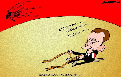 Cartoon: Macron in control (medium) by Amorim tagged macron,marine,le,pen,dissolution,of,parliament,macron,marine,le,pen,dissolution,of,parliament