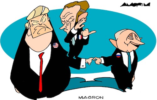 Cartoon: Macron meeting (medium) by Amorim tagged emmanuel,macron,donald,trump,vladimir,putin,emmanuel,macron,donald,trump,vladimir,putin