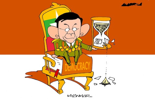 Cartoon: Min Aung Hlaing (medium) by Amorim tagged min,aung,hlaing,myanmar