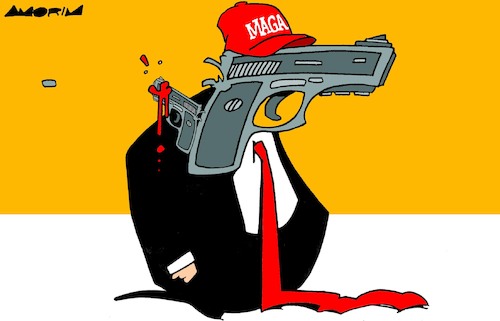 Cartoon: Own poison (medium) by Amorim tagged us,election,2024,trump,biden,us,election,2024,trump,biden