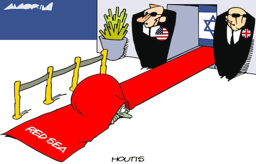 Cartoon: Red carpet (medium) by Amorim tagged united,kingdom,usa,red,sea,yemen,united,kingdom,usa,red,sea,yemen