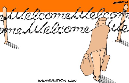 Cartoon: Refugees (medium) by Amorim tagged immigration,war,law,immigration,war,law