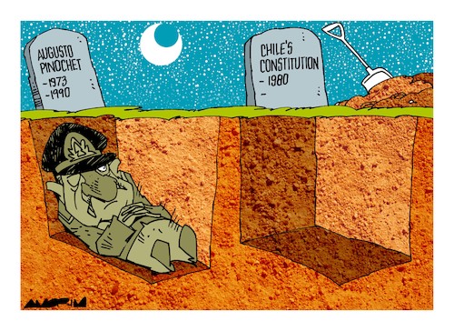 Cartoon: Rewriting the Constitution (medium) by Amorim tagged pinochet,chile,constitution
