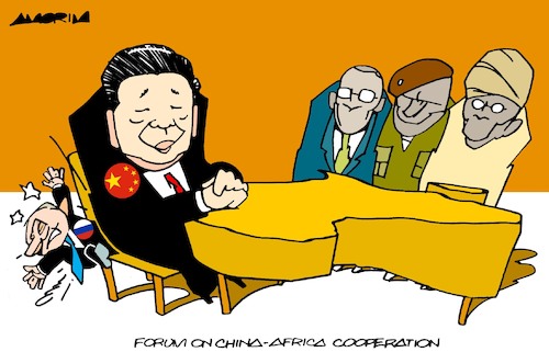 Cartoon: Taking a seat (medium) by Amorim tagged xi,jinping,china,africa,putin,russia,xi,jinping,china,africa,putin,russia